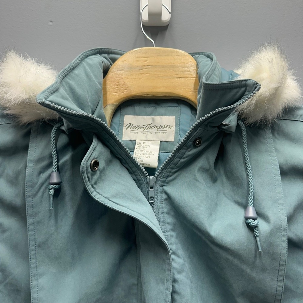 Norm Thompson Women's Hooded Parka Jacket XL Faux Fur Trim Insulated Winter Coat - Picture 5 of 14
